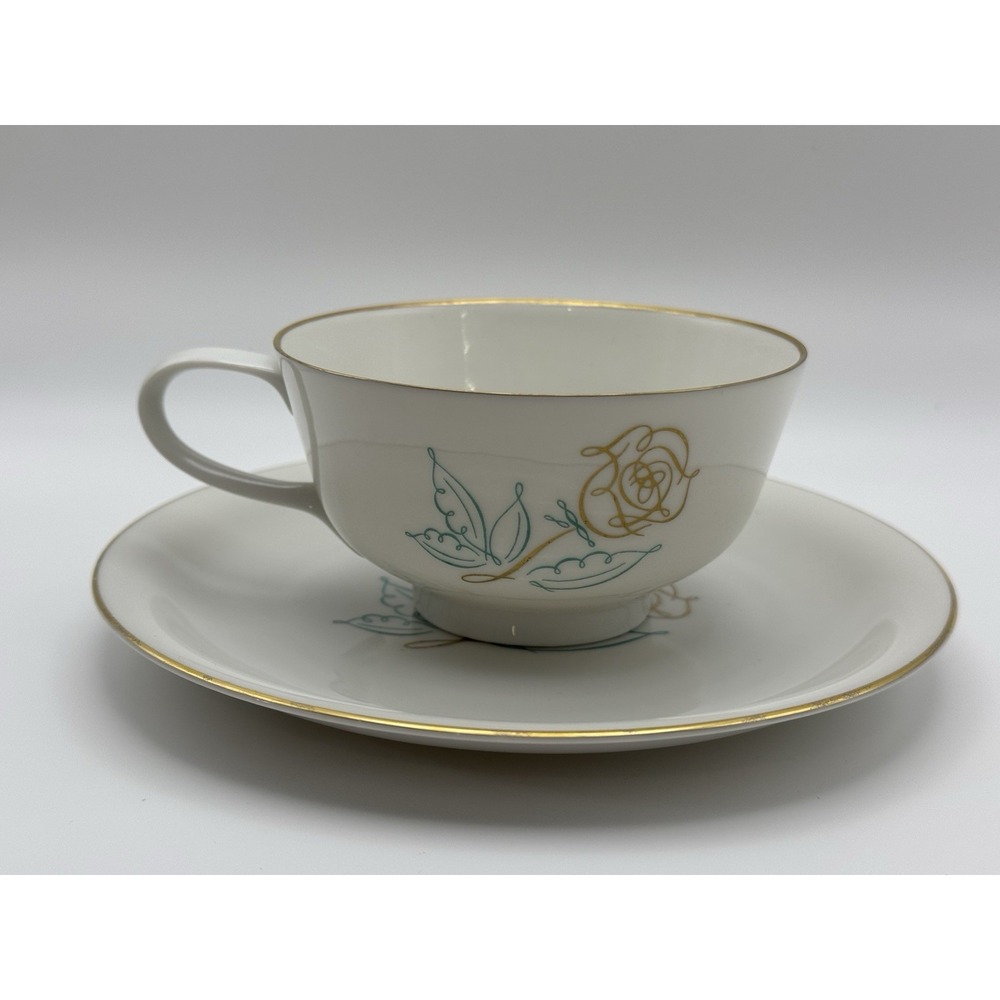 Rosenthal Spencer Rose/Easterling Spencerian Teacup Saucer Set Bavaria Germany